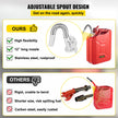 VEVOR Fuel Can, 5.3 Gallon / 20 L Portable Gas Can with Flexible Spout System, Rustproof ? Heat-resistant Steel Fuel Tank for Cars Trucks Equipment, Red