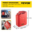 VEVOR Fuel Can, 5.3 Gallon / 20 L Portable Gas Can with Flexible Spout System, Rustproof ? Heat-resistant Steel Fuel Tank for Cars Trucks Equipment, Red