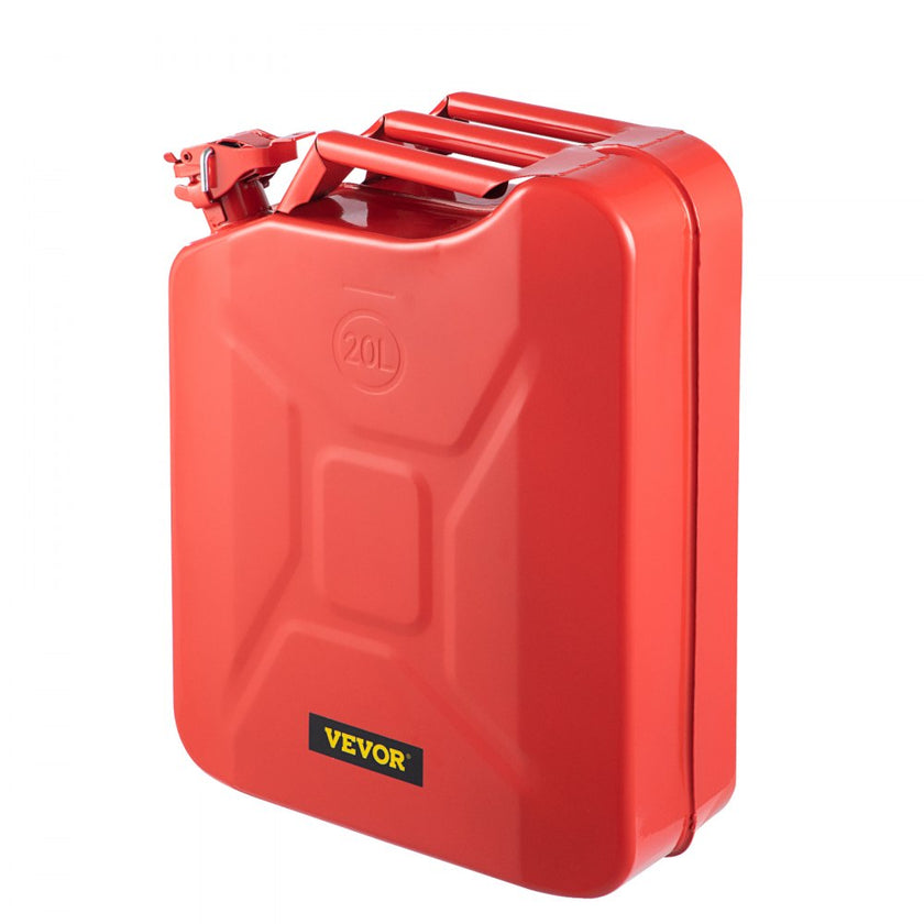 VEVOR Fuel Can, 5.3 Gallon / 20 L Portable Gas Can with Flexible Spout System, Rustproof ? Heat-resistant Steel Fuel Tank for Cars Trucks Equipment, Red