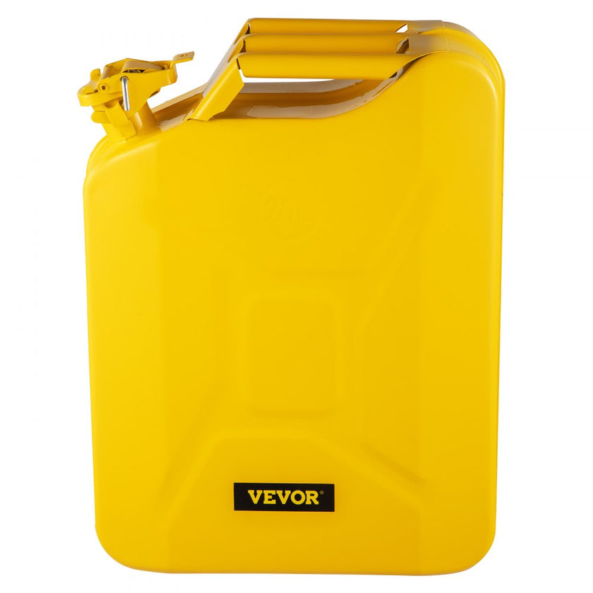 VEVOR Jerry Fuel Can, 5.3 Gallon / 20 L Portable Jerry Gas Can with Flexible Spout System, Rustproof ? Heat-resistant Steel Fuel Tank for Cars Trucks Equipment, Yellow