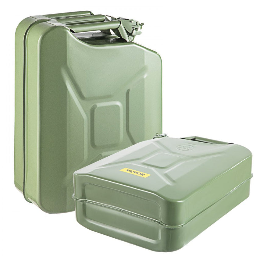 VEVOR Jerry Fuel Can, 5.3 Gallon / 20 L Portable Jerry Gas Can with Flexible Spout System, Rustproof ? Heat-resistant Steel Fuel Tank for Cars Trucks Equipment, 2PCS Green