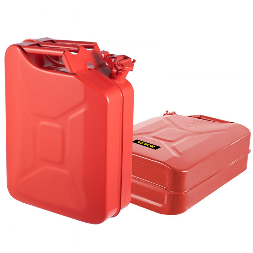 VEVOR Jerry Fuel Can, 5.3 Gallon / 20 L Portable Jerry Gas Can with Flexible Spout System, Rustproof ? Heat-resistant Steel Fuel Tank for Cars Trucks Equipment, 2PCS Red