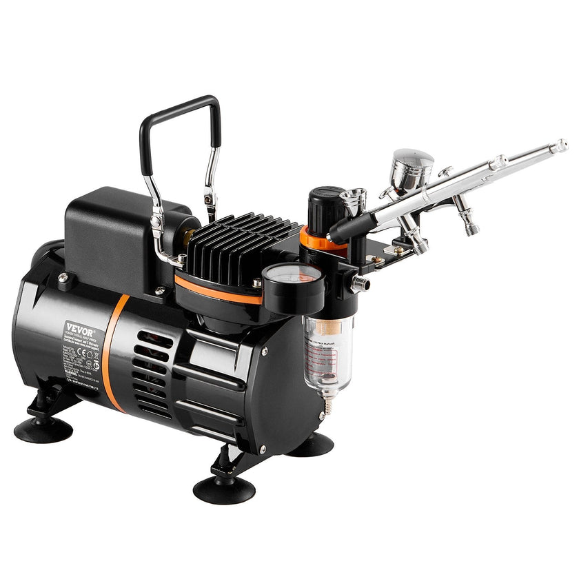 VEVOR Airbrush Kit, Dual Fan Air Compressor Professional Airbrushing System Kit with 3 Airbrushes, Holder, Color Mixing Wheel, Cleaning Brush Set, Air Brush Set for Art Nail Cookie Tattoo Makeup Cake