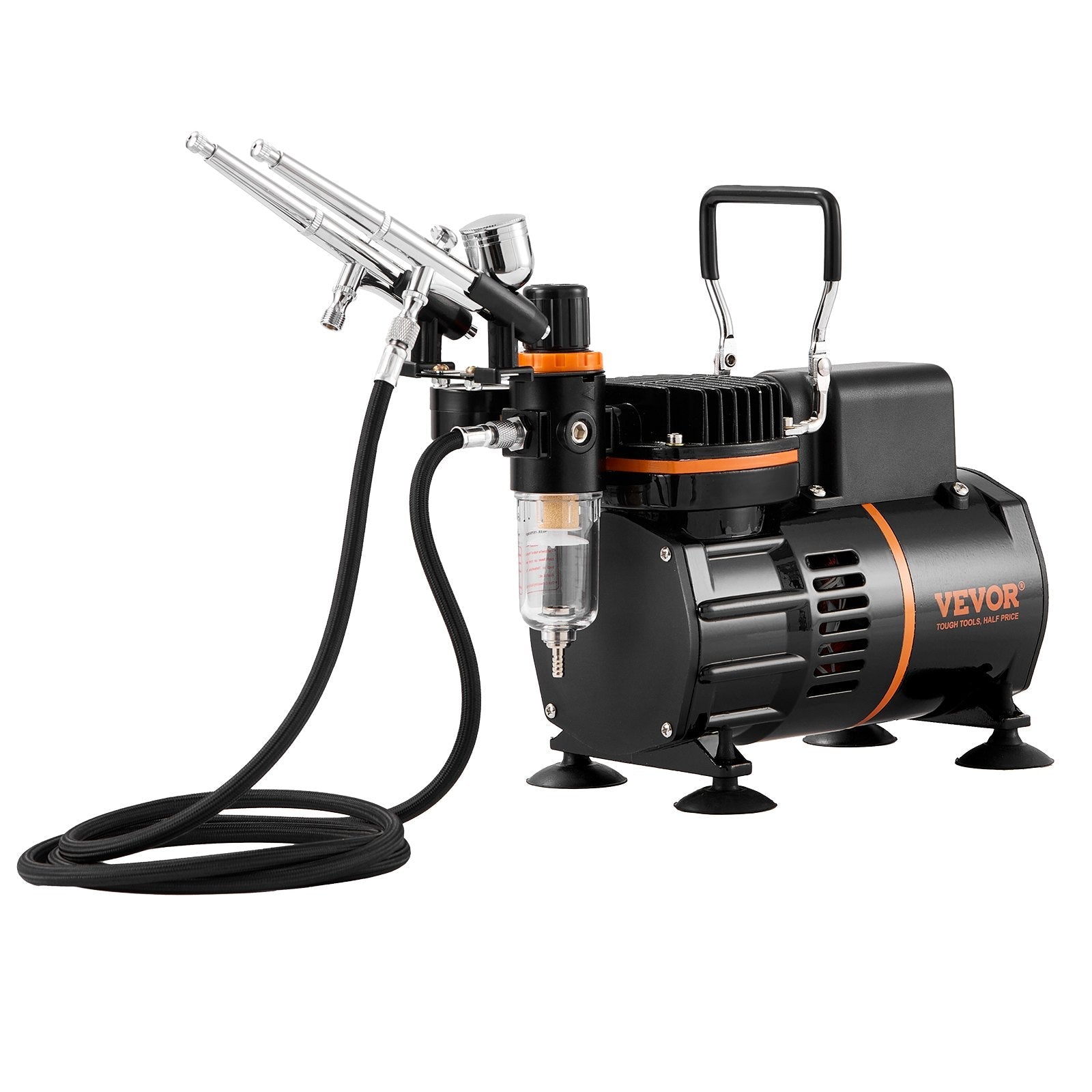 VEVOR Airbrush Kit, Dual Fan Air Compressor Professional Airbrushing System Kit with 3 Airbrushes, Holder, Color Mixing Wheel, Cleaning Brush Set, Air Brush Set for Art Nail Cookie Tattoo Makeup Cake