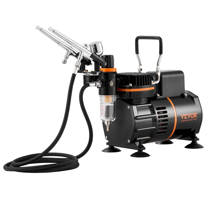 VEVOR Airbrush Kit, Dual Fan Air Compressor Professional Airbrushing System Kit with 3 Airbrushes, Holder, Color Mixing Wheel, Cleaning Brush Set, Air Brush Set for Art Nail Cookie Tattoo Makeup Cake