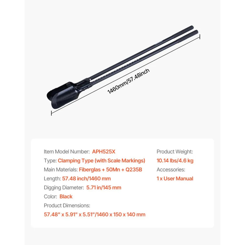 VEVOR Post Hole Digger with Fiberglass Handle Scale Markings 57.5