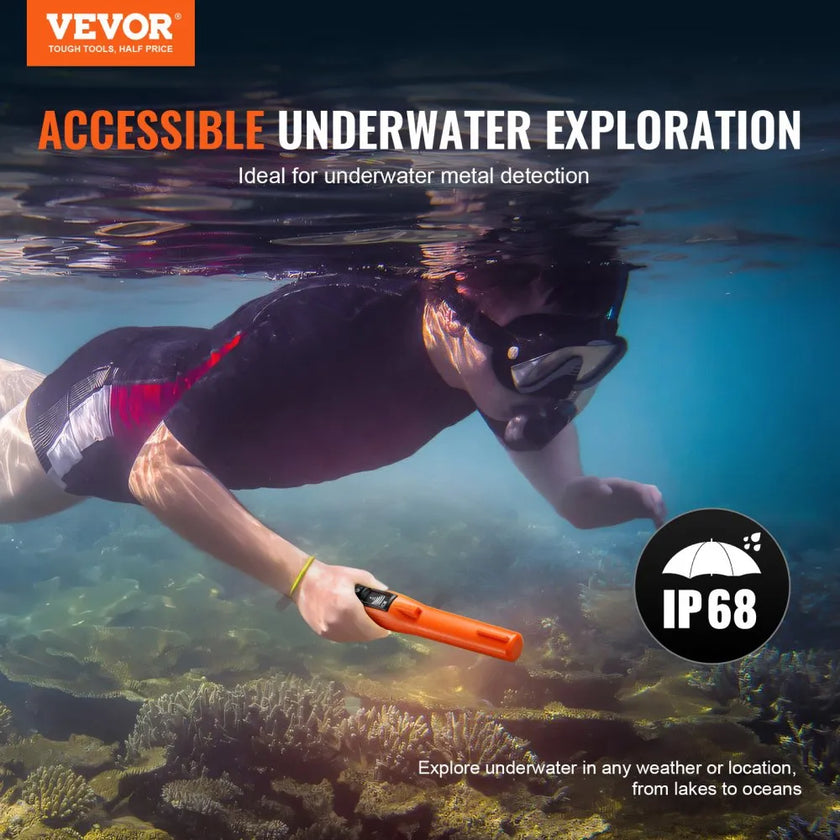 VEVOR Metal Detector Pinpointer, IP68 Fully Waterproof Handheld Pin Pointer Wand, 4.5