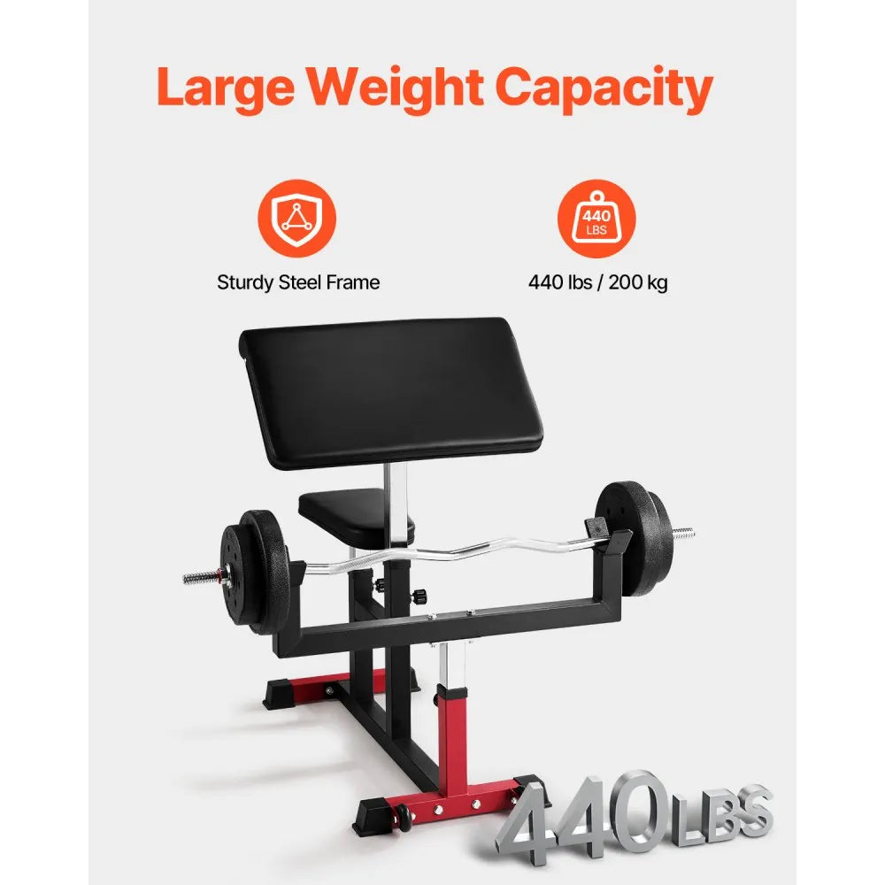 VEVOR Preacher Curl Bench Adjustable Home Gym Biceps Machine Barbell Equipment