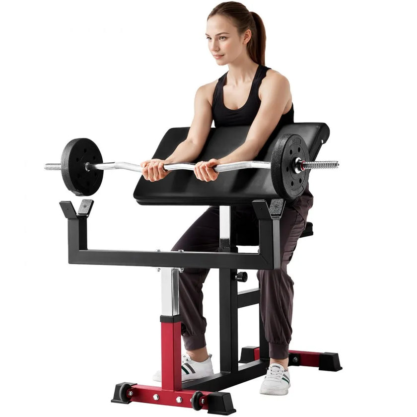 VEVOR Preacher Curl Bench Adjustable Home Gym Biceps Machine Barbell Equipment