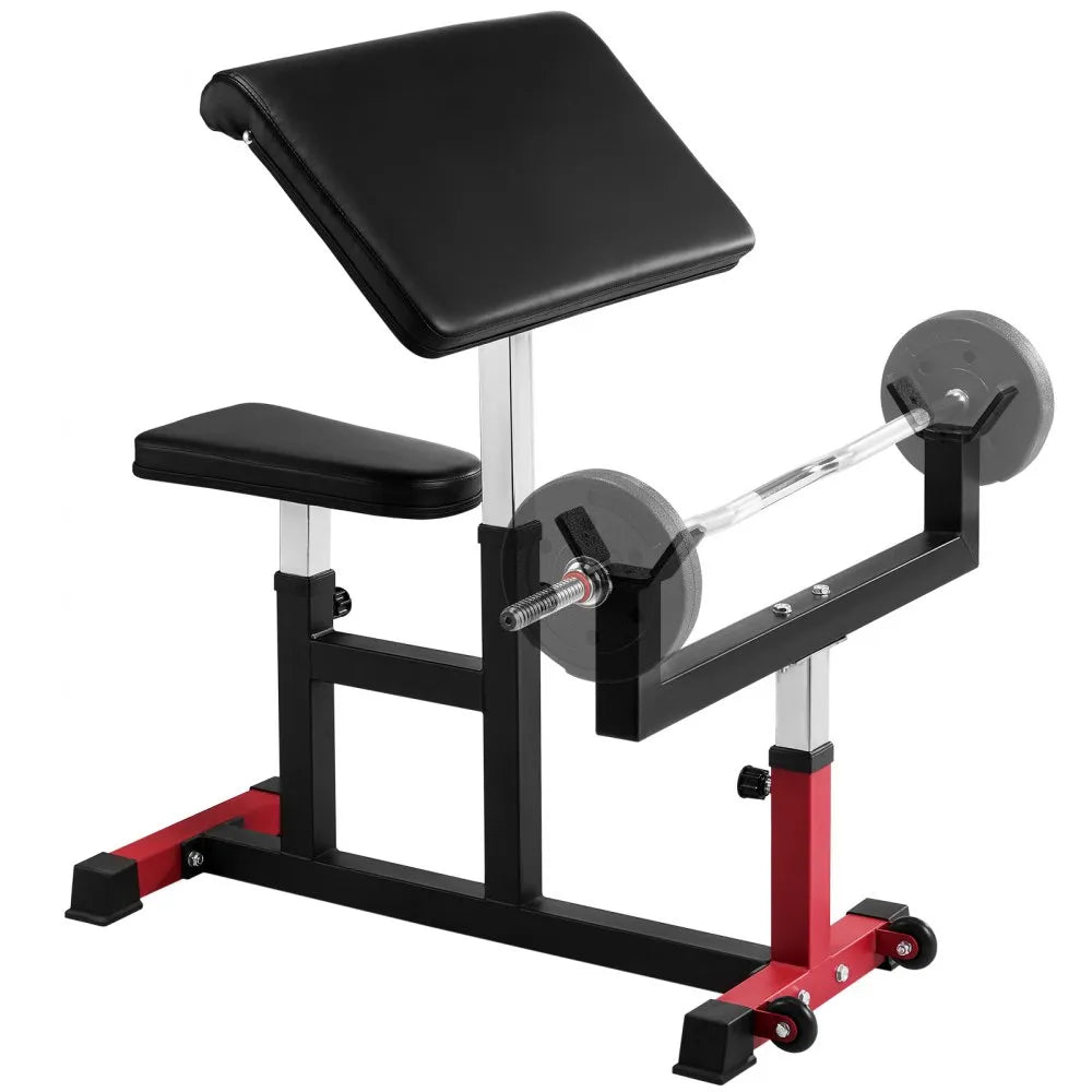VEVOR Preacher Curl Bench Adjustable Home Gym Biceps Machine Barbell Equipment