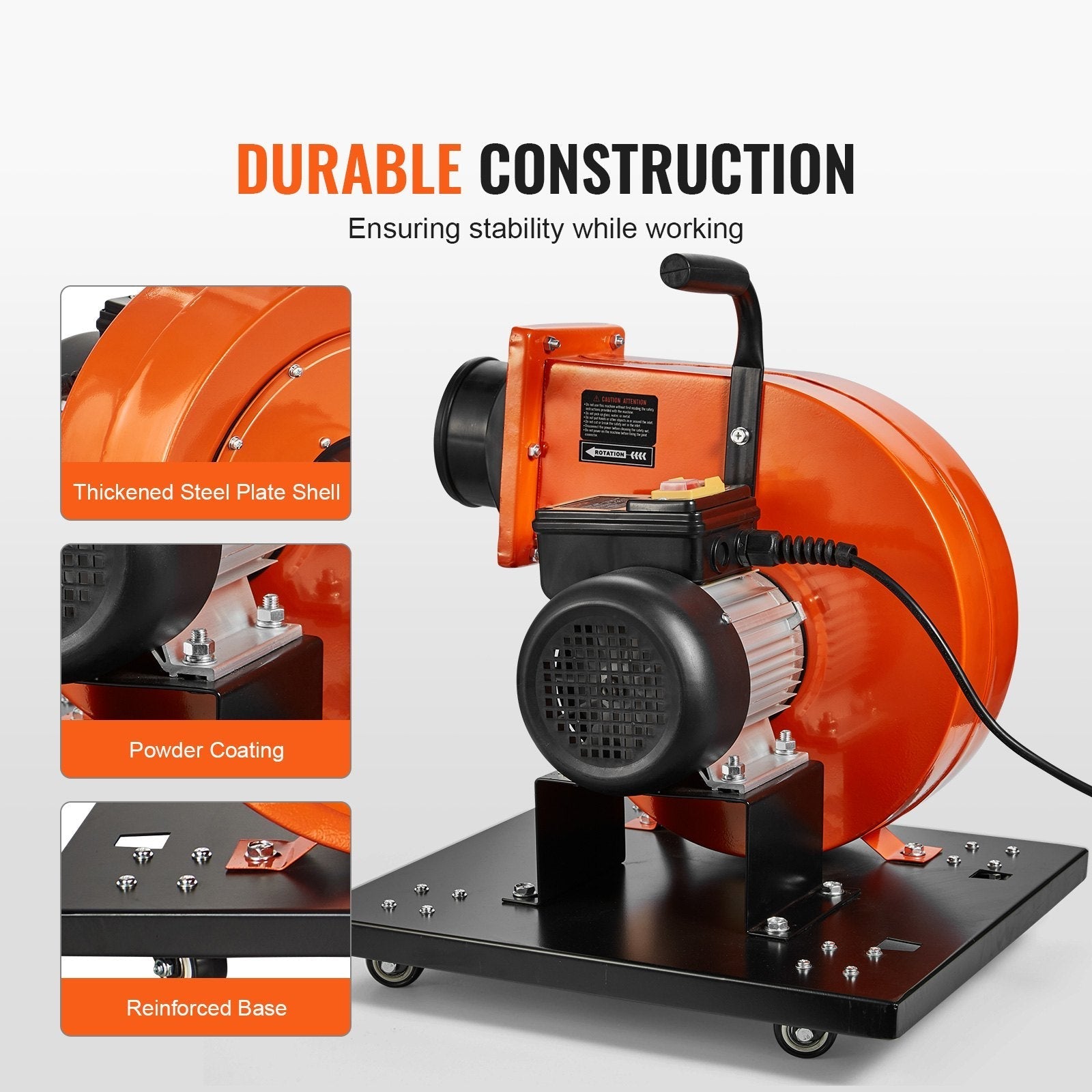 VEVOR Dust Collector, 1HP 537 CFM Air Flow, Rolling Dust Collector with 21-Gallon Dust Collection Bag, 2.5 Micron Bag Filtration, Industrial Workshop Mobile Wood Dust Container with Handle and Wheels