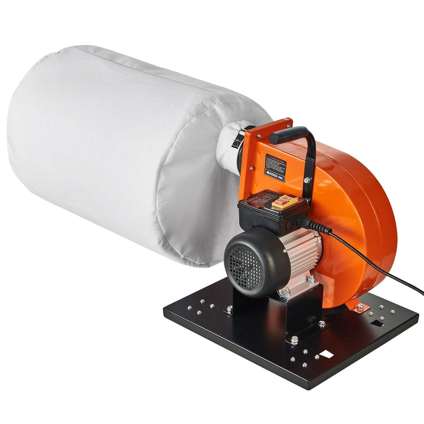 VEVOR Dust Collector, 1HP 537 CFM Air Flow, Rolling Dust Collector with 21-Gallon Dust Collection Bag, 2.5 Micron Bag Filtration, Industrial Workshop Mobile Wood Dust Container with Handle and Wheels