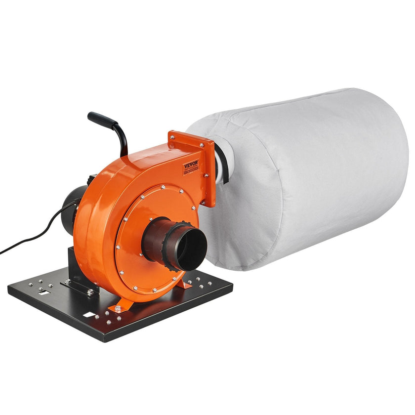 VEVOR Dust Collector, 1HP 537 CFM Air Flow, Rolling Dust Collector with 21-Gallon Dust Collection Bag, 2.5 Micron Bag Filtration, Industrial Workshop Mobile Wood Dust Container with Handle and Wheels