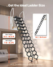 VEVOR Attic Ladder Wall-Mounted 660LBS/299.4KG Capacity for 9.5-10 ft Ceilings