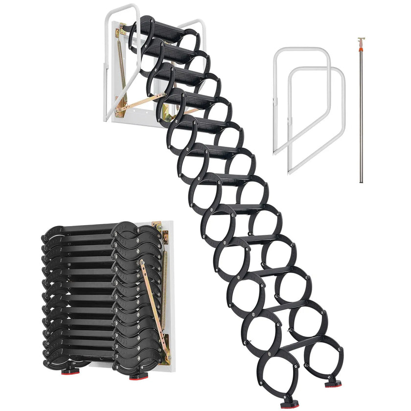 VEVOR Attic Ladder Wall-Mounted 660LBS/299.4KG Capacity for 9.5-10 ft Ceilings