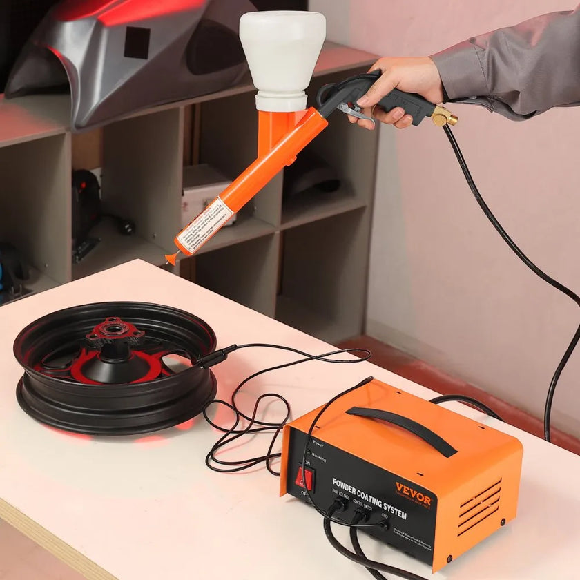 VEVOR Powder Coating System, 50KV Electrostatic Output Powder Coating Kit with Spray Gun, Foot Switch, Nozzles and Powder Cups, Powder Coating Equipment for Home DIY and Commercial Production