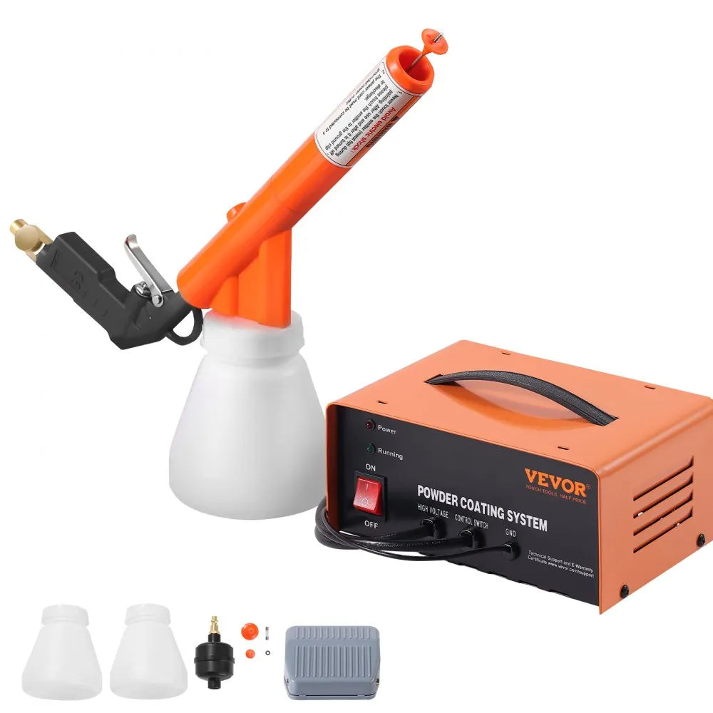 VEVOR Powder Coating System, 50KV Electrostatic Output Powder Coating Kit with Spray Gun, Foot Switch, Nozzles and Powder Cups, Powder Coating Equipment for Home DIY and Commercial Production