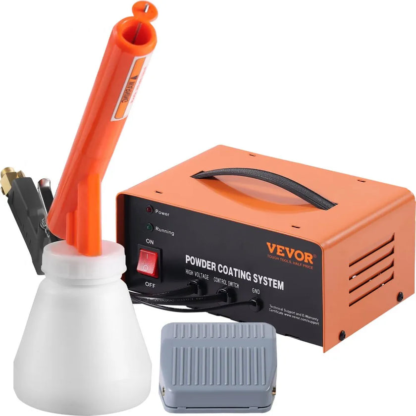 VEVOR Powder Coating System, 50KV Electrostatic Output Powder Coating Kit with Spray Gun, Foot Switch, Nozzles and Powder Cups, Powder Coating Equipment for Home DIY and Commercial Production