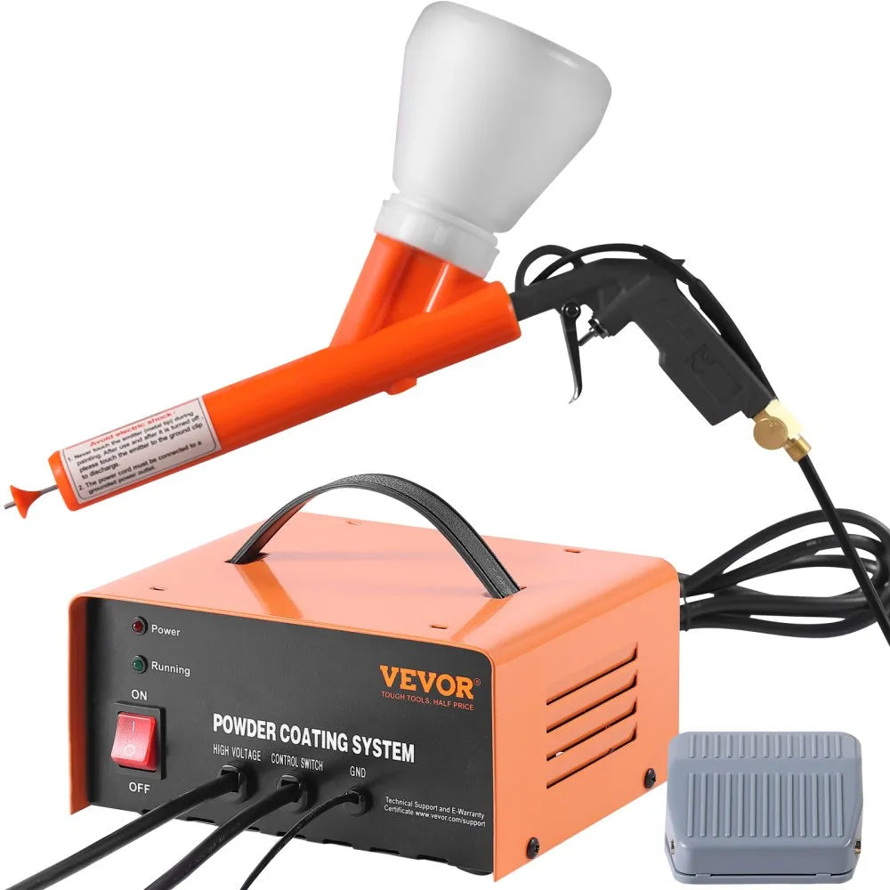 VEVOR Powder Coating System, 50KV Electrostatic Output Powder Coating Kit with Spray Gun, Foot Switch, Nozzles and Powder Cups, Powder Coating Equipment for Home DIY and Commercial Production