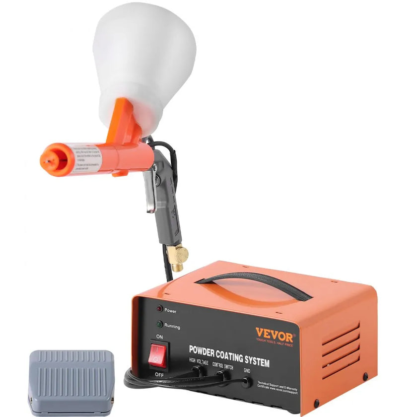 VEVOR Powder Coating System, 50KV Electrostatic Output Powder Coating Kit with Spray Gun, Foot Switch, Nozzles and Powder Cups, Powder Coating Equipment for Home DIY and Commercial Production