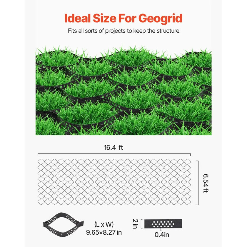 VEVOR Ground Grid 2-Inch Depth Geocell Grid 16.4x6.5FT / 5000x1980mm for Gravel