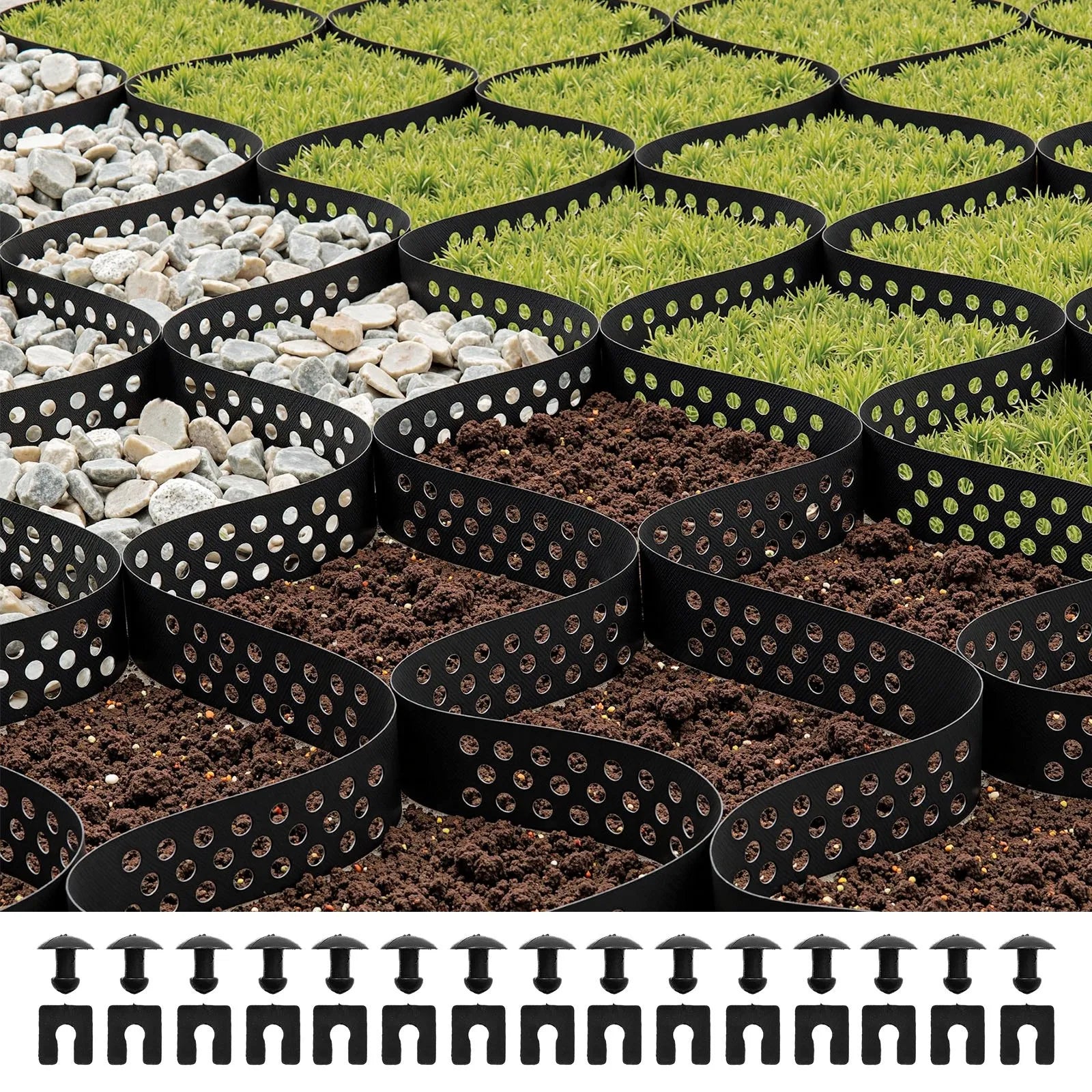 VEVOR Ground Grid 2-Inch Deep Geocell Grid 17.06x8.86FT / 5200x2700mm for Gravel