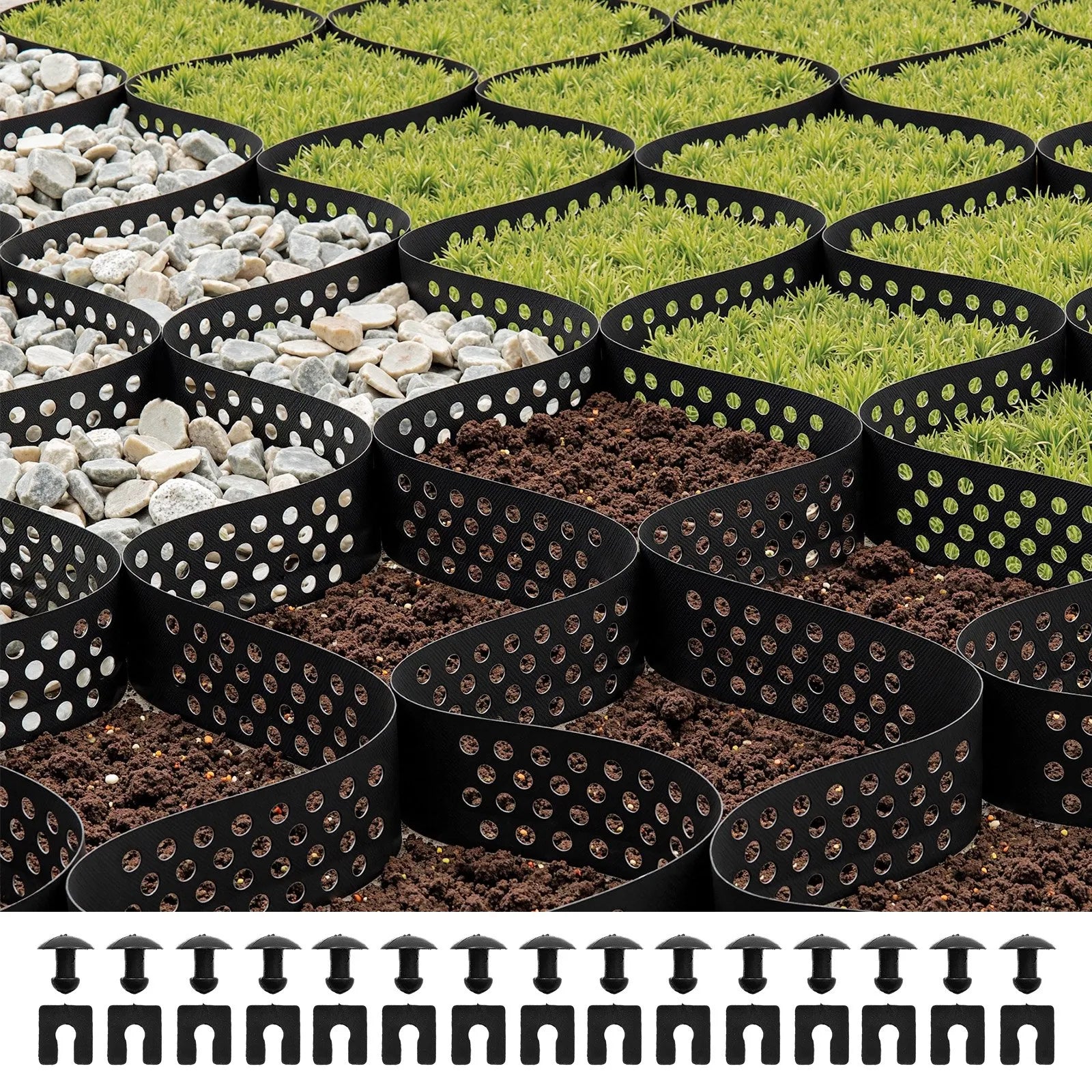 VEVOR Ground Grid 3-Inch Deep Geocell Grid 17.06x8.86FT / 5200x2700mm for Gravel