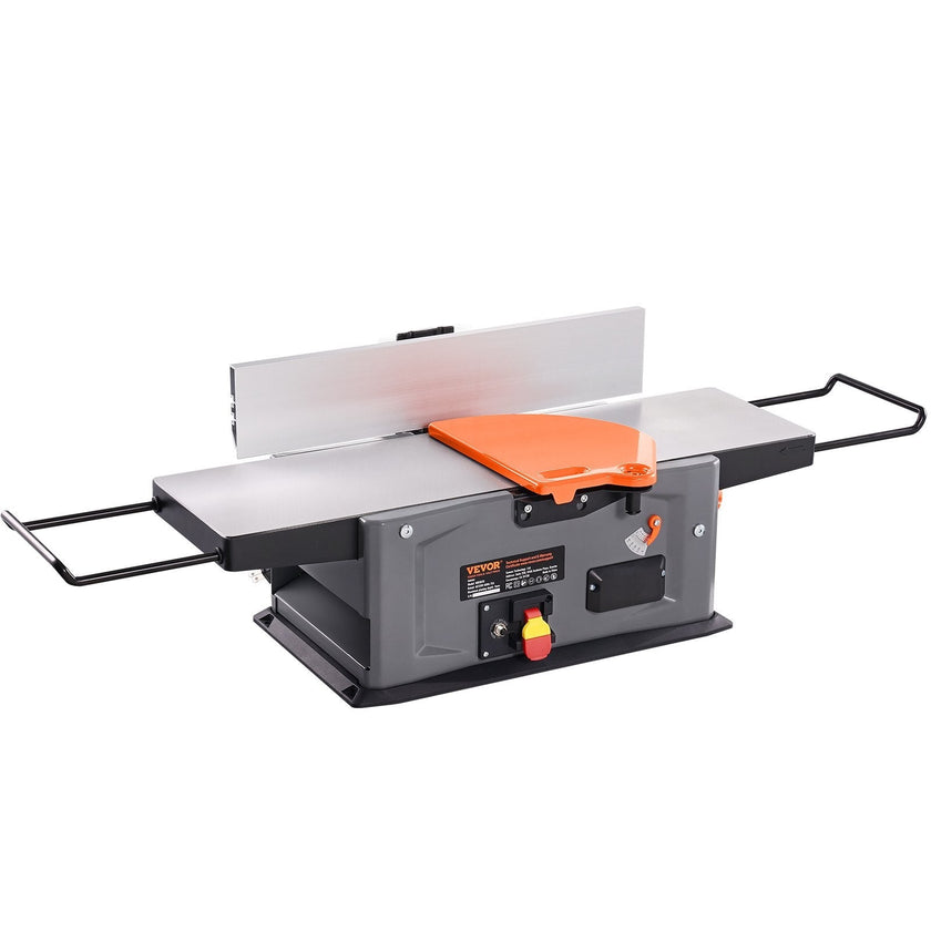 VEVOR Spiral Benchtop Jointer, 8-Inch, 2HP 10000 RPM Bench Top Wood Jointer, 18-Blade Spiral Cutterhead with Extendable Arm up to 6.5'' and 8x42.3'' Worktable 0-1/8'' Adjustable Depth, for Woodworking