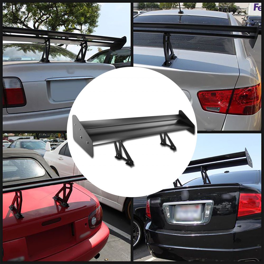 VEVOR Double Deck GT Wing Spoiler 53Inch Black Universal Lightweight Aluminum Adjustable Rear Spoiler Angel Racing Spoiler BGW Drift JDM Drift