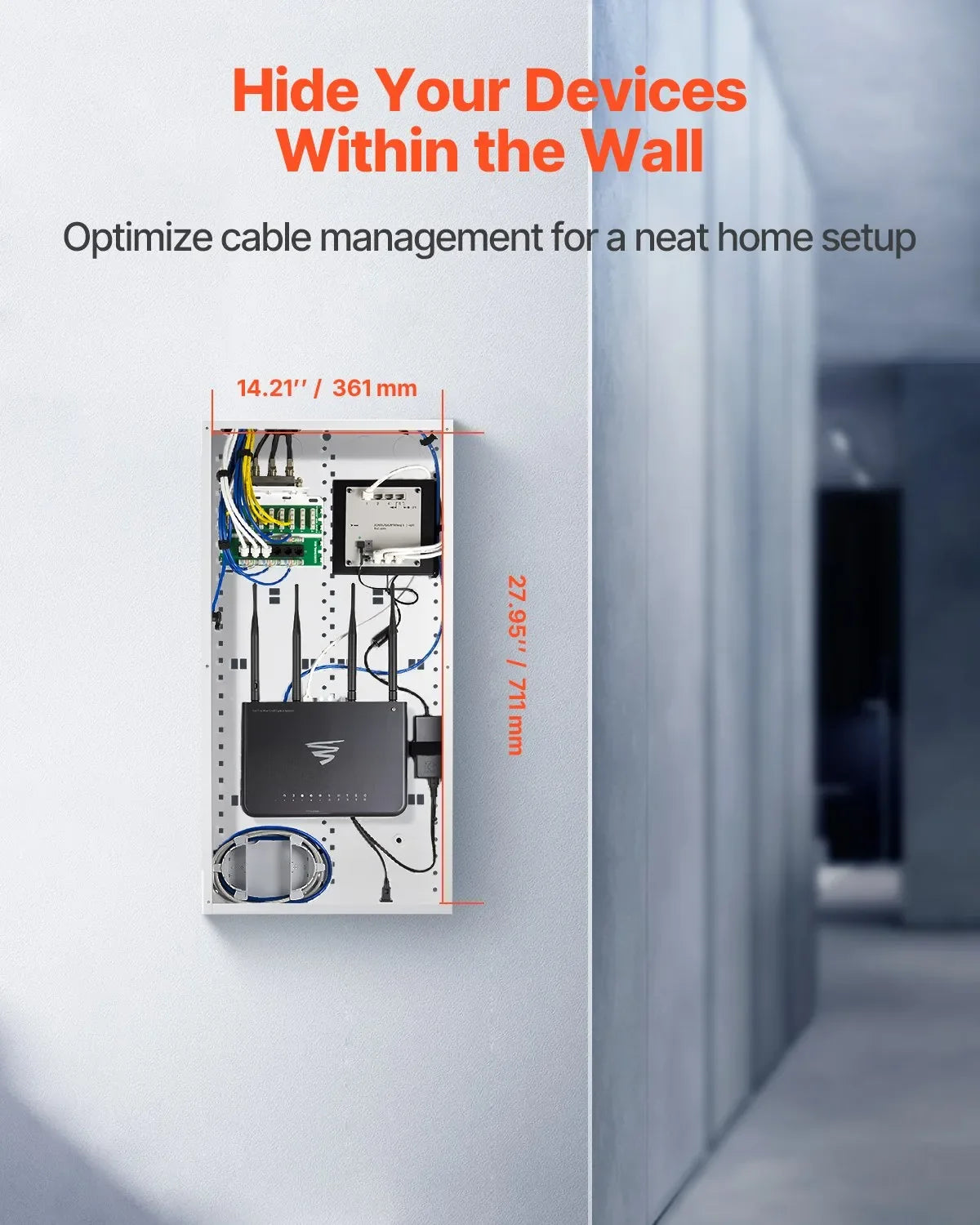 VEVOR Structured Media Enclosure 28 in Recessed in-Wall TV Media Box with Cover