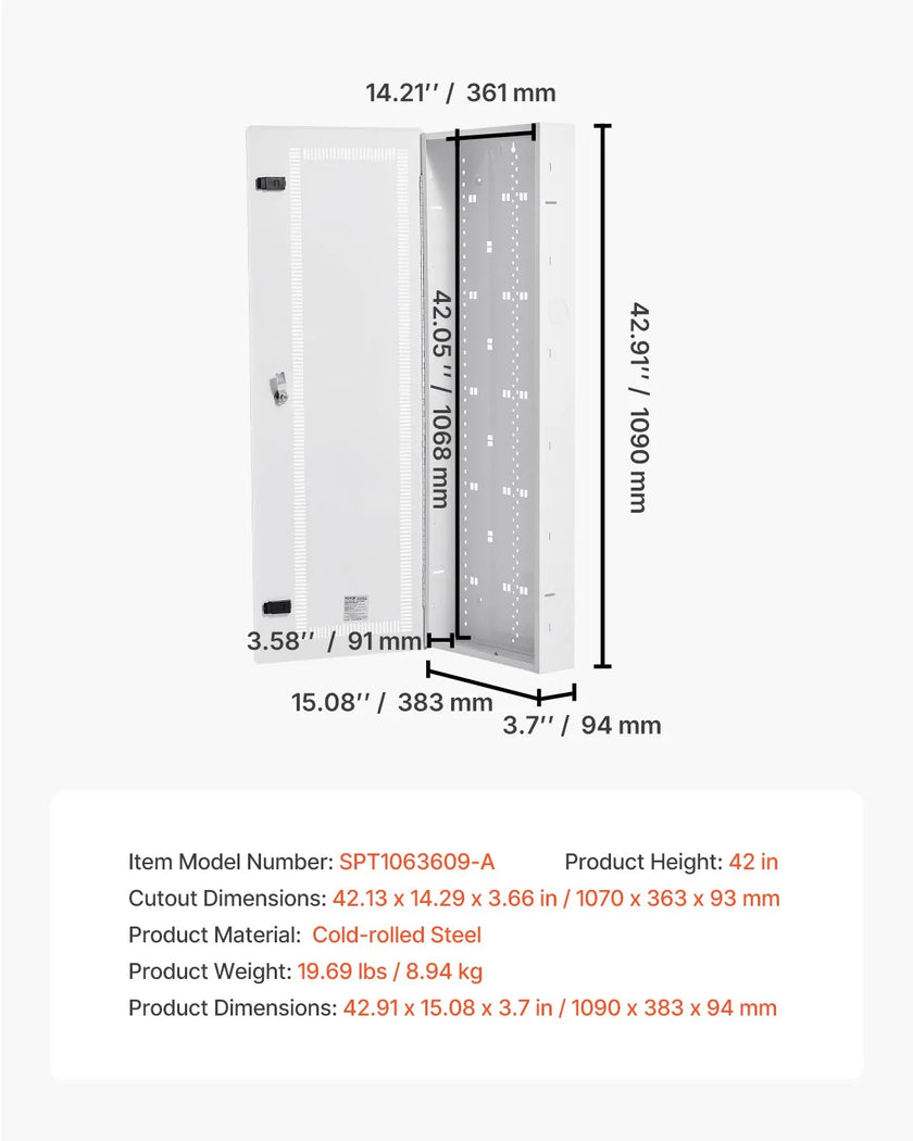 VEVOR Media Enclosure 42 in Structured Media Center with Vented Hinged Door