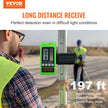 VEVOR Laser Receiver for Laser Level, 197 ft Working Range, Green Laser and Red Beam Detector for Pulsing Line Lasers, Adjustable Speaker & Dual LCD Display & Built-In Bubble Level, Clamp Included
