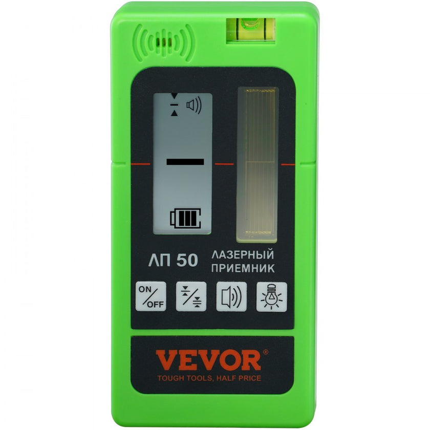 VEVOR Laser Receiver for Laser Level, 197 ft Working Range, Green Laser and Red Beam Detector for Pulsing Line Lasers, Adjustable Speaker & Dual LCD Display & Built-In Bubble Level, Clamp Included
