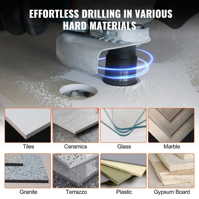 VEVOR Diamond Core Drill Bit Set, 11 PCS 6/8/10/20/25/28/32/35/45/50/65mm Diamond Hole Saw Kit, with 5/8