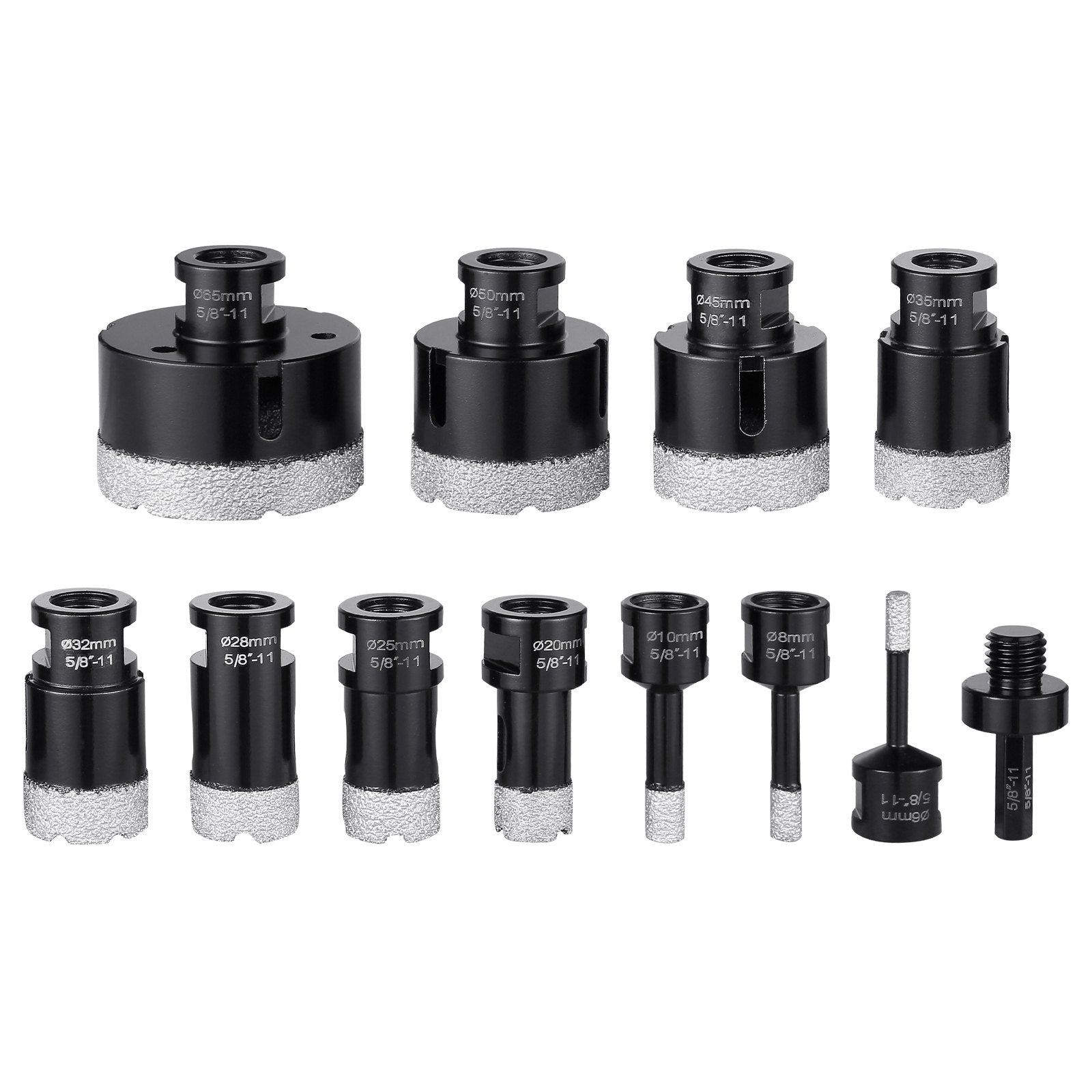VEVOR Diamond Core Drill Bit Set, 11 PCS 6/8/10/20/25/28/32/35/45/50/65mm Diamond Hole Saw Kit, with 5/8