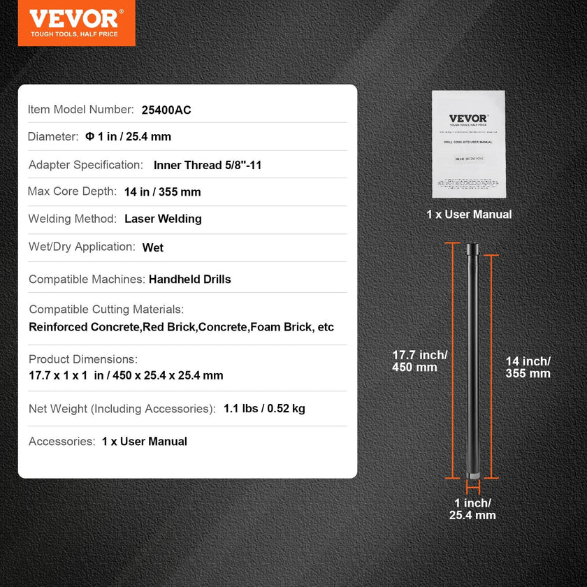VEVOR Core Drill Bit, 1
