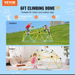 VEVOR Climbing Dome, 6FT Geometric Dome Climber Play Center for Kids 3 to 9 Years Old, Jungle Gym Supports 600LBS and Easy Assembly, with Climbing Grip, Outdoor and Indoor Play Equipment for Kids