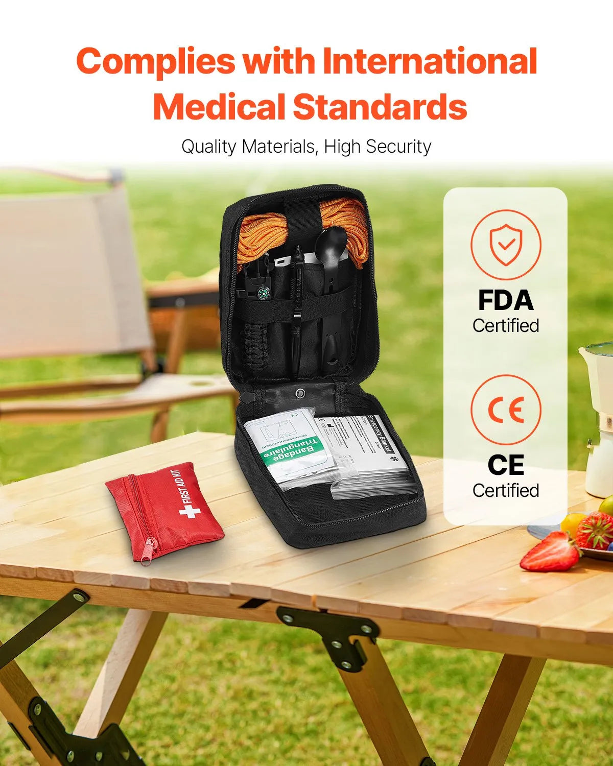 VEVOR Survival First Aid Kit 250 Pieces Emergency Medical Trauma Bag for Camping