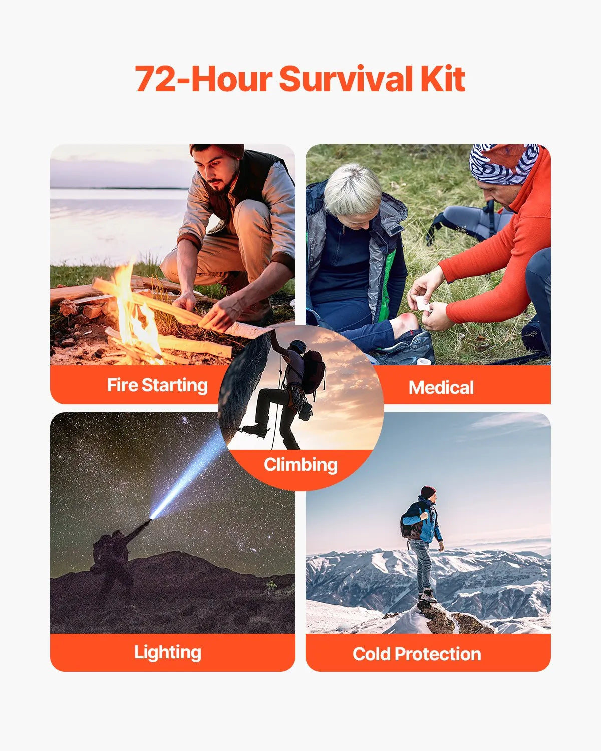 VEVOR Survival First Aid Kit 250 Pieces Emergency Medical Trauma Bag for Camping
