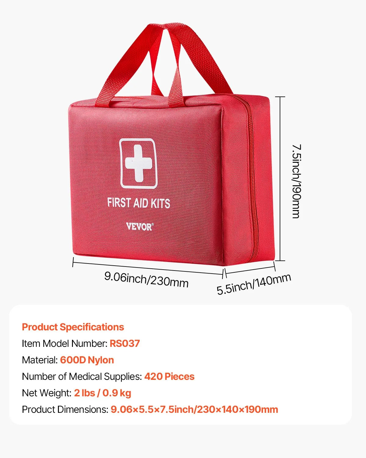 VEVOR First Aid Kit 420 Pieces Large Survival Bag Emergency Medical Supplies
