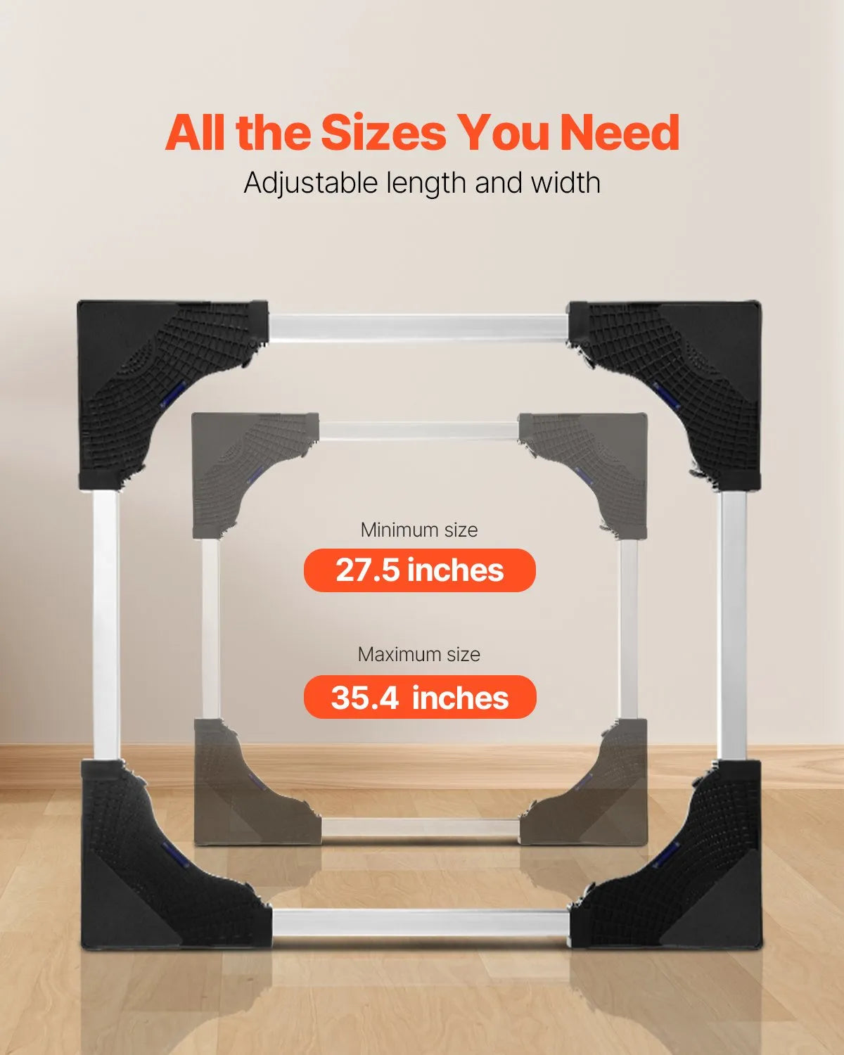VEVOR Fridge Stand Mobile Base 1100 lb 27.5-35.4 Inch Adjustable Furniture Dolly