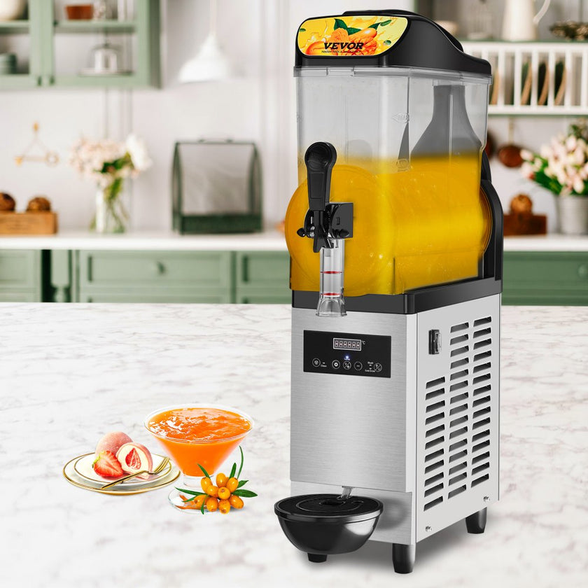 VEVOR Commercial Slushy Machine, 12L / 3.2 Gal Single Bowl, 24 Cups Output, 110V 550W Stainless Steel Margarita Smoothie Frozen Drink Maker, Slushie Machine for Party Cafes Restaurants Bars Home Use