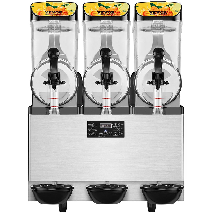 VEVOR Commercial Slushy Machine, 3 x 12L / 3.2 Gal Triple Bowl, 72 Cups Output, 110V 1300W Stainless Steel Margarita Smoothie Frozen Drink Maker, Slushie Machine for Party Cafe Restaurant Bar Home Use