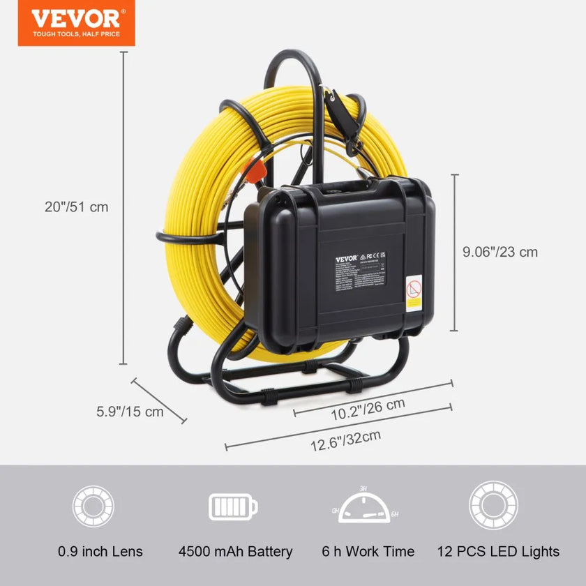 VEVOR Sewer Camera, 393 ft/120 m, 9