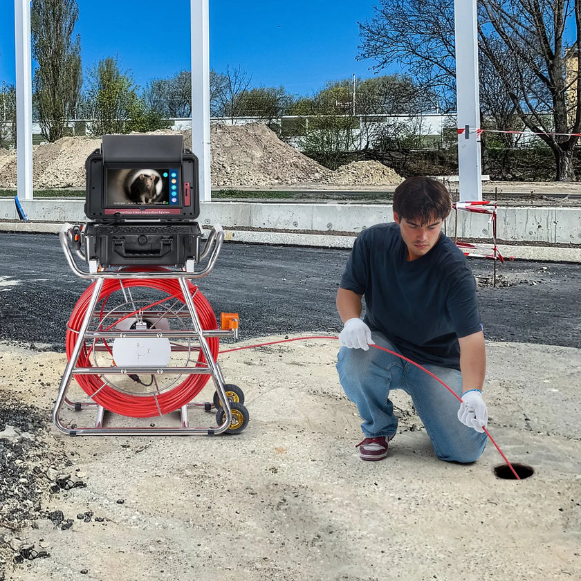 VEVOR Sewer Camera 328 ft/100m Self-Leveling Drain Camera with 10.1