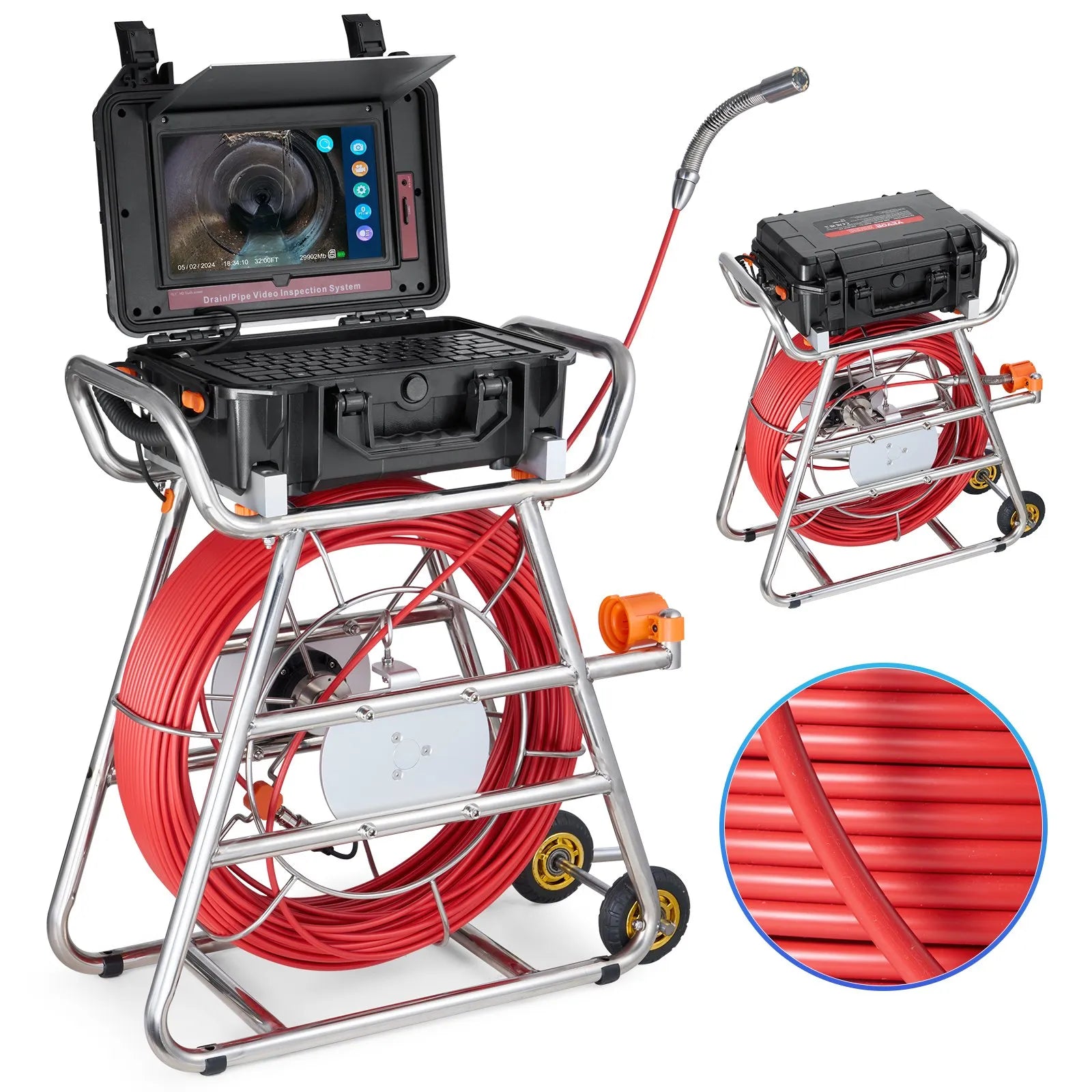 VEVOR Sewer Camera 328 ft/100m Self-Leveling Drain Camera with 10.1