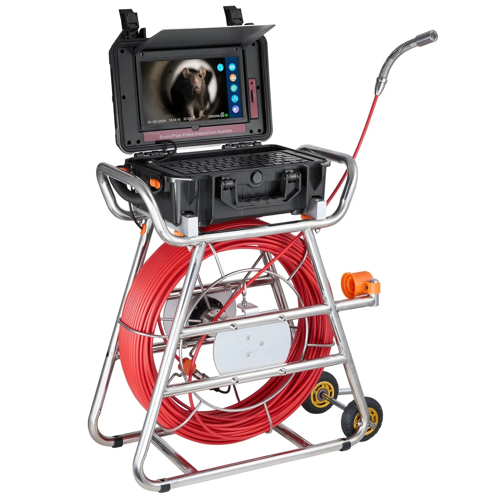 VEVOR Sewer Camera 328 ft/100m Self-Leveling Drain Camera with 10.1