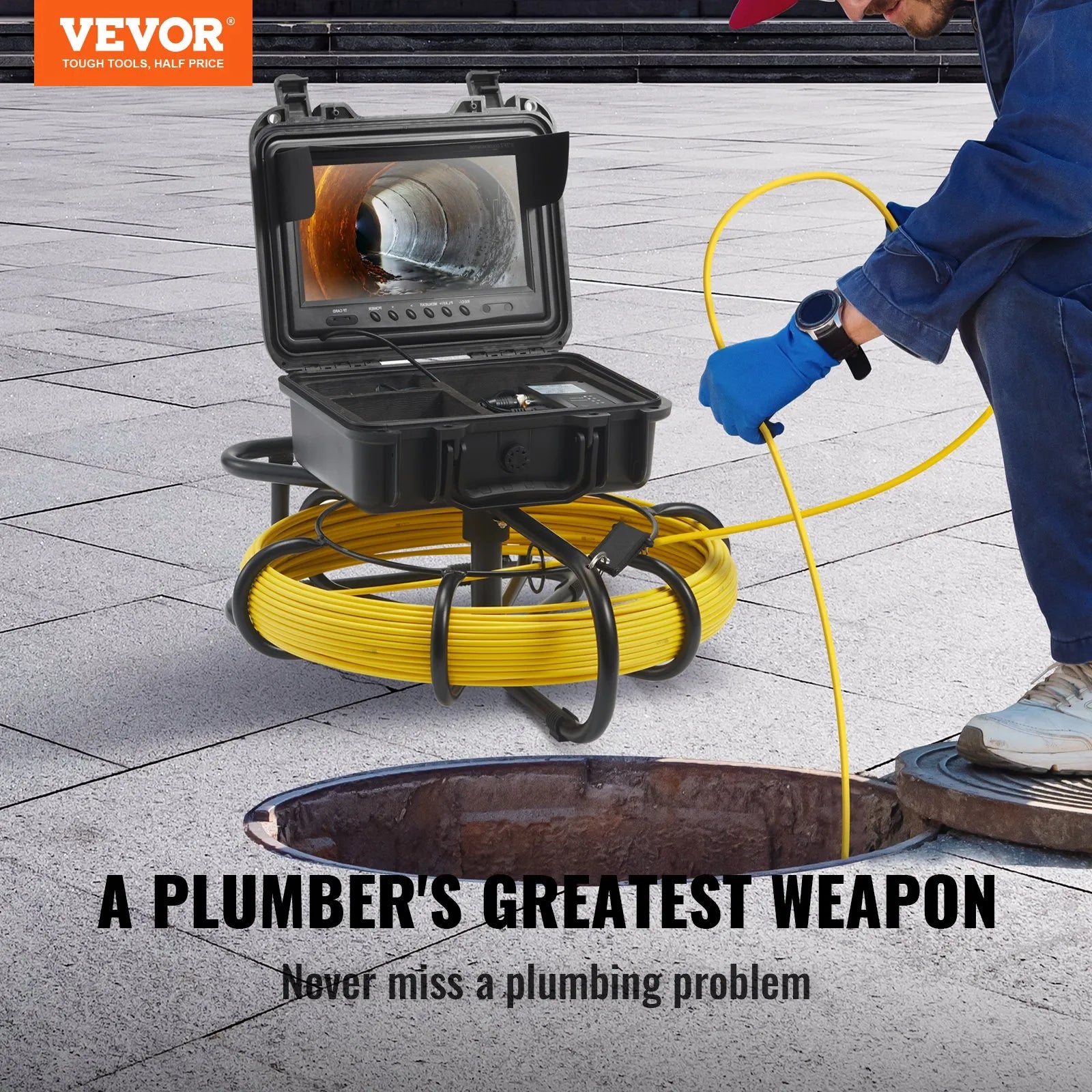 VEVOR Sewer Camera, 164 ft/50 m, 9