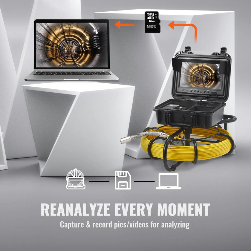 VEVOR Sewer Camera, 164 ft/50 m, 9