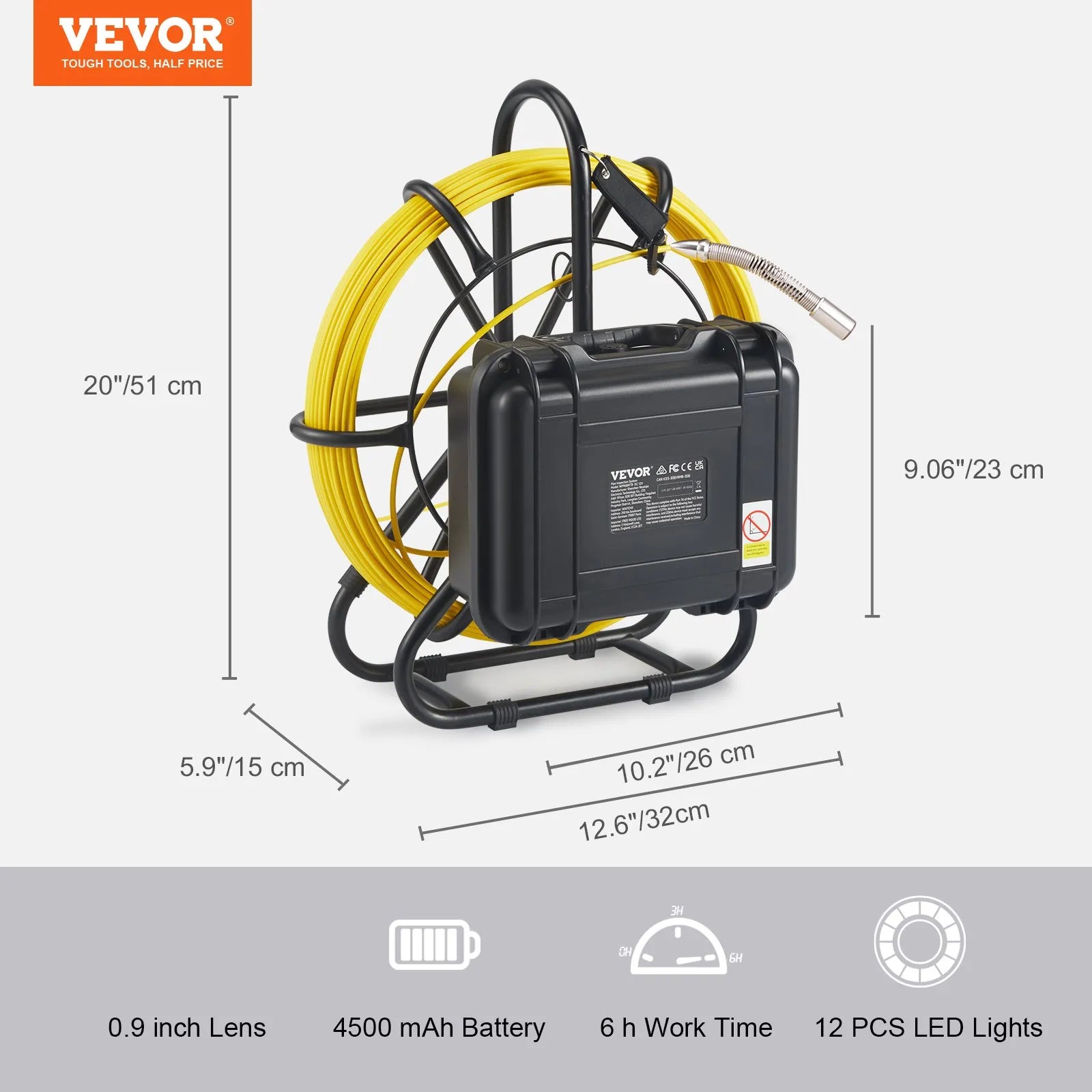 VEVOR Sewer Camera, 164 ft/50 m, 9